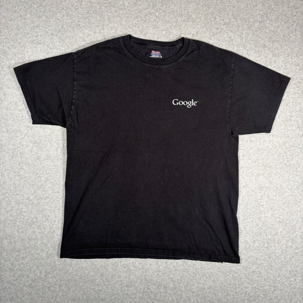 Y2K Google Shirt Men's Large Graphic Black Retro Arcade Logo Tee 2000s Icons